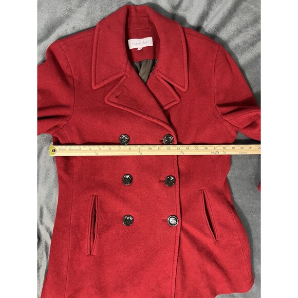 Calvin Klein Womens Red Double Breasted Wool Blend Coat Size 10 Peacoat Jacket - Picture 7 of 13